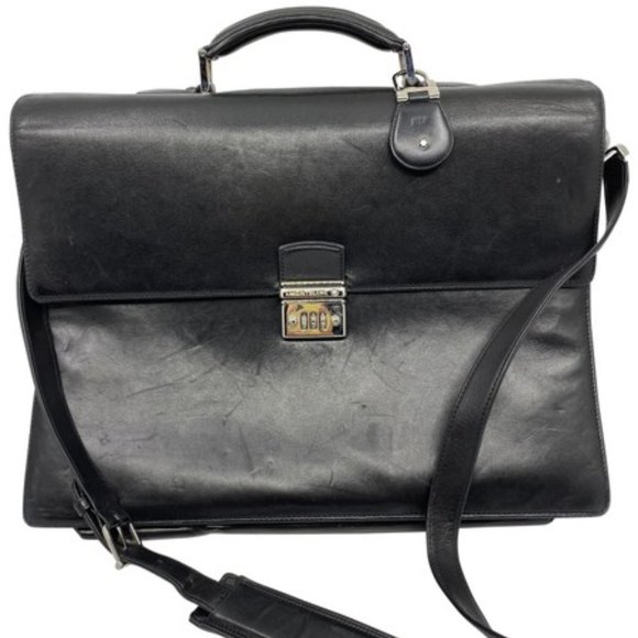 MONT BLANC Leather Briefcase - Picture 1 of 12